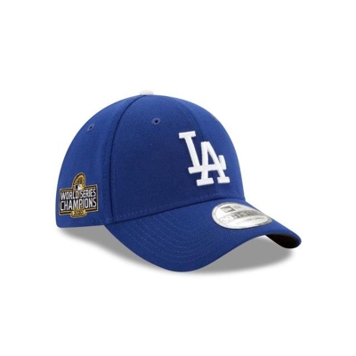 Blue Los Angeles Dodgers Hat - New Era MLB World Series Champions Side Patch 39THIRTY Stretch Fit Caps USA8739451